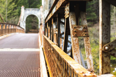 Close-up of rusty bridge