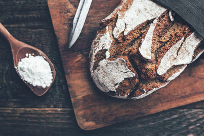 High angle view of bread on table