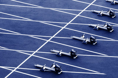 High angle view of running track