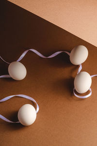 High angle view of candies on table