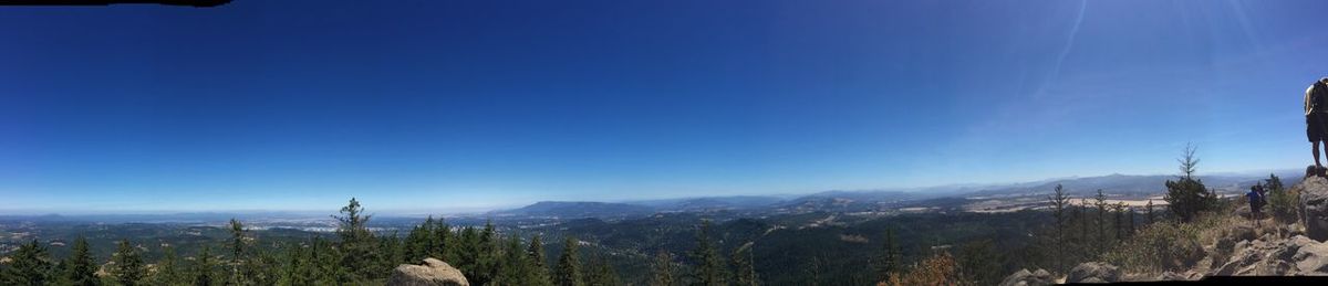 High angle view of mountains against clear sky