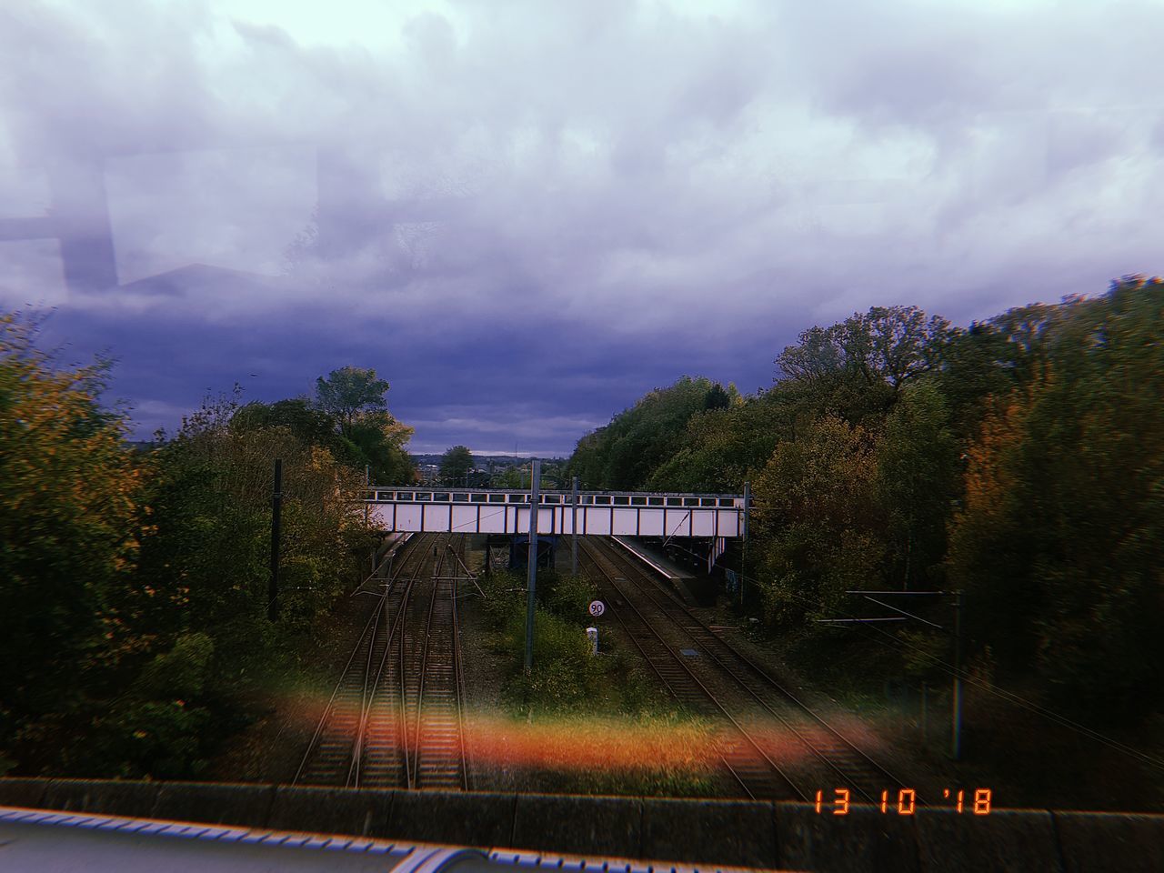 TRAIN BY TREES AGAINST SKY