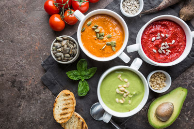 High angle view of food on table