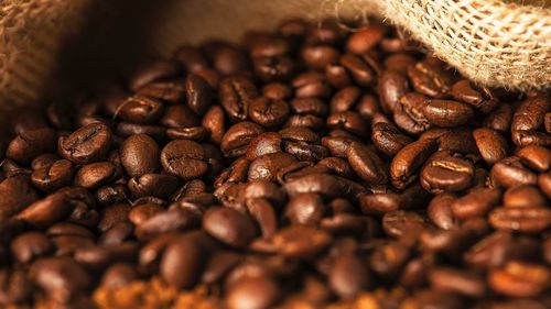 Full frame shot of roasted coffee beans