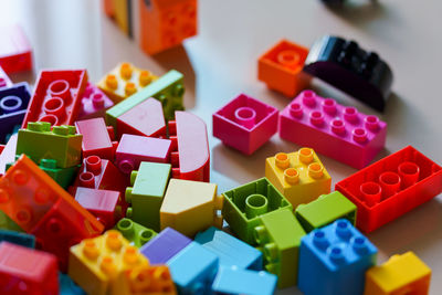 Close-up of toys on table