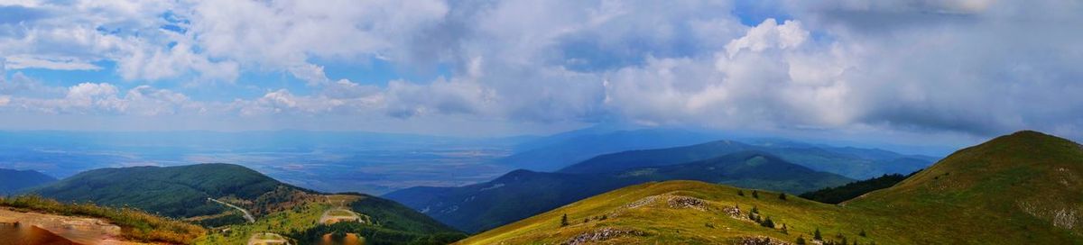 Panoramic view of mountains against sky