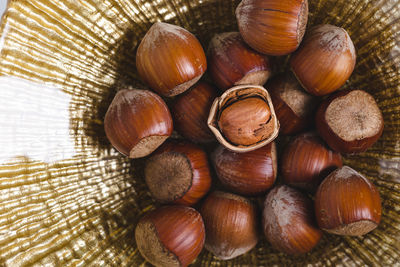 High angle view of eggs on table