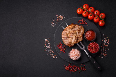 High angle view of food on table