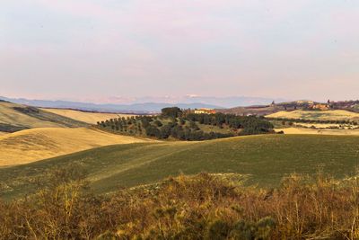 Scenic view of landscape against sky during sunset