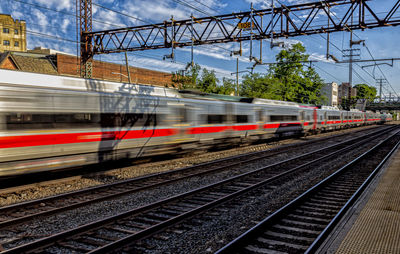 Trains on railroad station