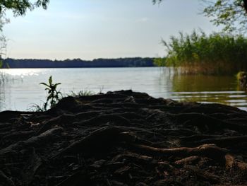 Scenic view of lake against sky