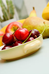 Close-up of strawberries in bowl