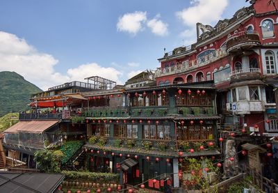 Low angle view of buildings against sky