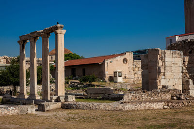 Ruins of the tetraconch church built in the court of the hadrian library in athens city center