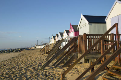 Panoramic view of beach against clear sky