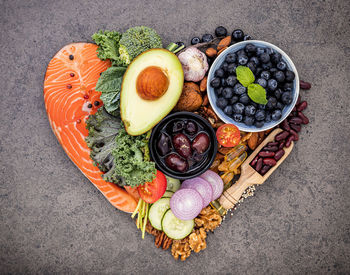 High angle view of food on table