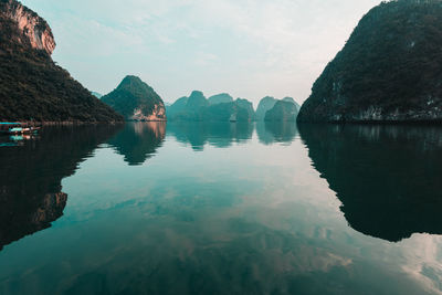 Scenic view of lake against sky