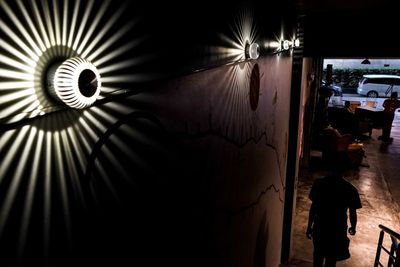 Illuminated lamp at night