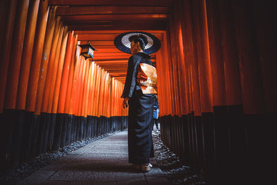 Full length of man standing in temple