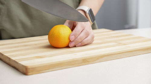 Close-up of fruits on cutting board