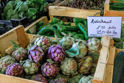 Close-up of vegetables for sale at market stall