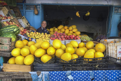 Fruits for sale at market stall