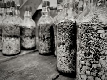 Close-up of glass jar on table