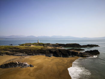 Scenic view of sea against clear sky