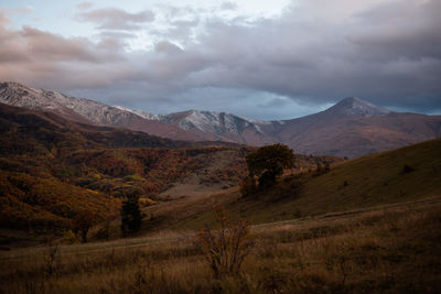 Scenic view of mountains against sky