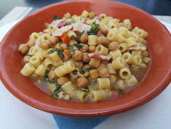 High angle view of food in bowl