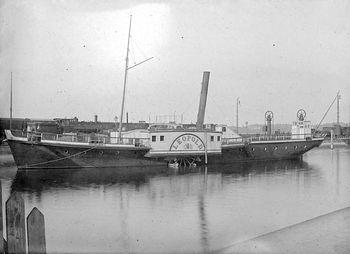 View of fishing boats in harbor