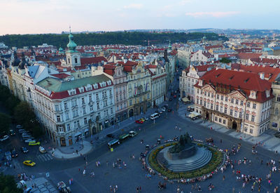 High angle view of city street