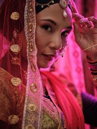 Portrait of a beautiful woman in traditional indian sari