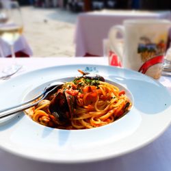 Close-up of meal served in plate