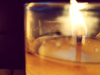 Close-up of beer glass on table