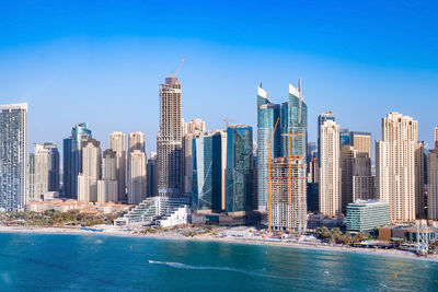 Aerial view of the dubai marina and jbr area from the famous ferris wheel