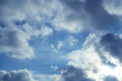 Low angle view of clouds in blue sky