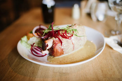 Close-up of food on table