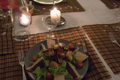 High angle view of food on table