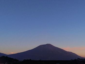 View of volcanic mountain against blue sky