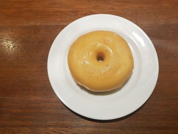 High angle view of dessert in plate on table