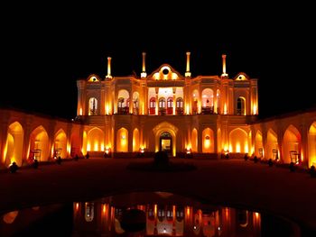 Illuminated building at night