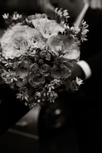 High angle view of flower bouquet on table