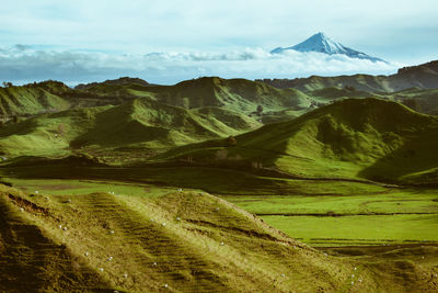 Scenic view of mountains against sky