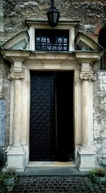 Closed door of old building