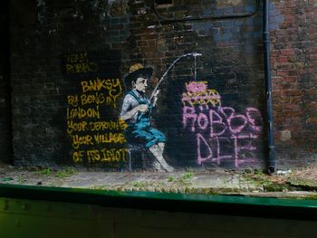 Digital composite image of graffiti on wall