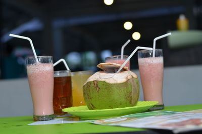 Close-up of drink on table