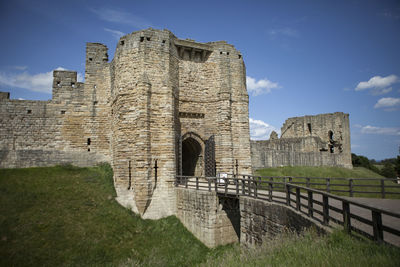 Low angle view of fort against sky