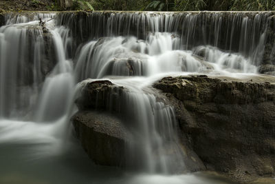 View of waterfall in forest