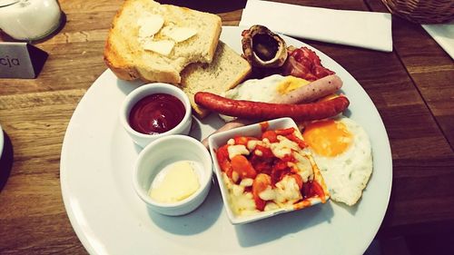 Close-up of breakfast on table